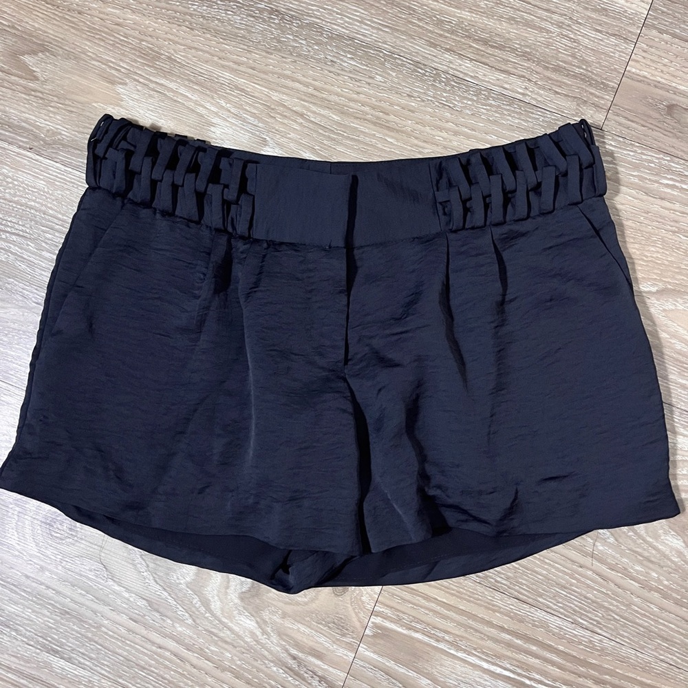BCBG Maxazria black faux silk shorts sz 6